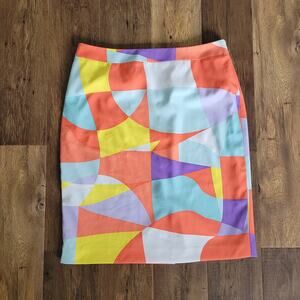 John Meyer Women's 14 Multicolor Knee Length Colorblock Geometric Shape Skirt